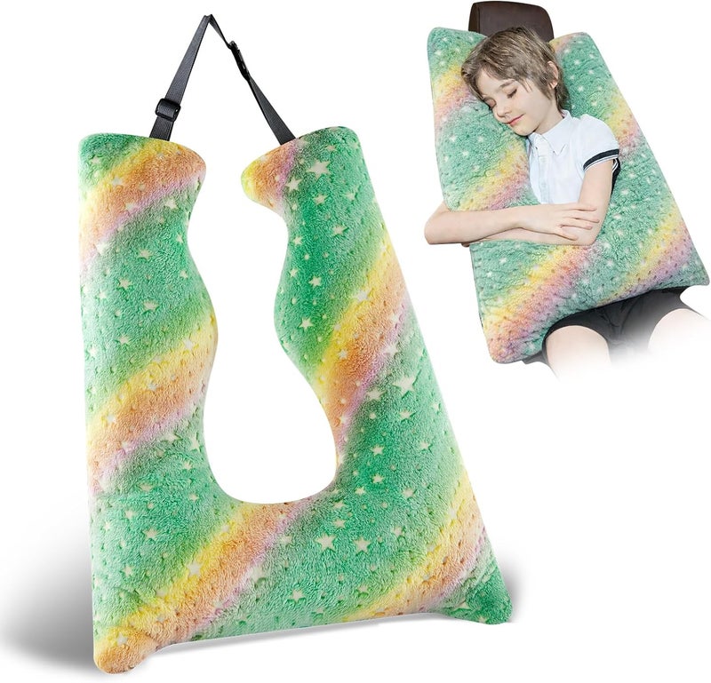 FAIORD Car Pillow for Kids, Travel Pillow with Adjustable Strap, Kids Floor Pillows Cushions for Adults and Children to Support Head and Body Road Trip Essentials (Green) - Image 1